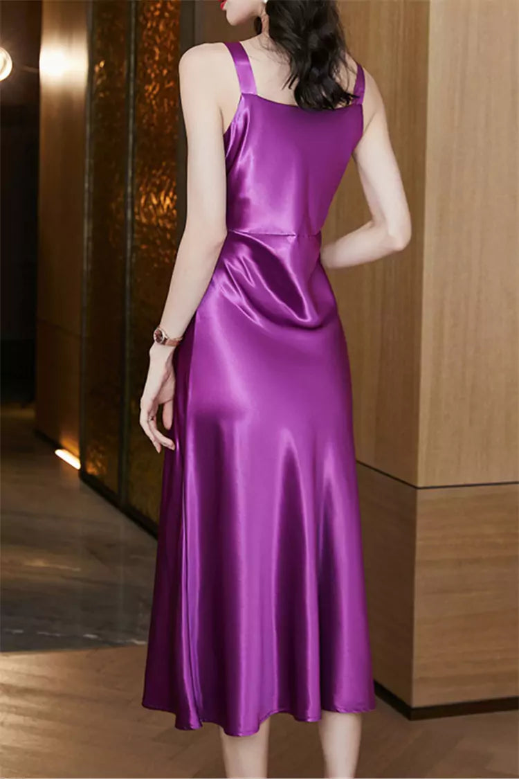 Women's Elegant Plus Size Satin Slip Dress