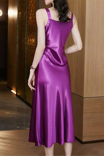 Women's Elegant Plus Size Satin Slip Dress