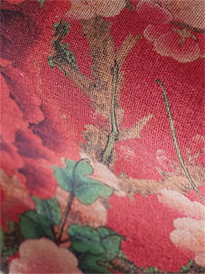 Damenmantel im Ethno-Stil mit Vintage-Blumenmuster, lockerer Passform, wattiert, aus Baumwolle