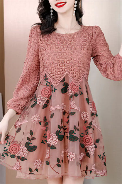 Women's Must-Have Trendy Floral Pink Flowy Mini Dress
