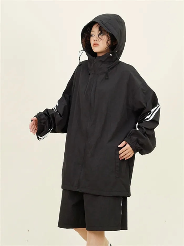 Damen-Sportswear-Set mit Streifenmuster, bestehend aus Jacke und Shorts, 2-teilig
