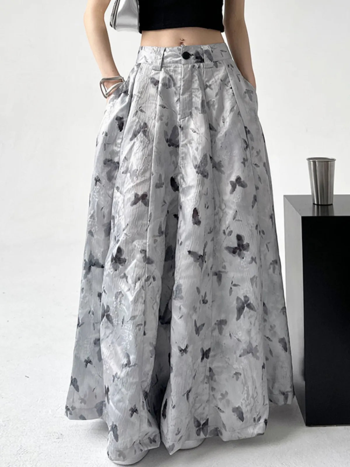 Y2K Butterfly Printed A-line Maxi Skirt