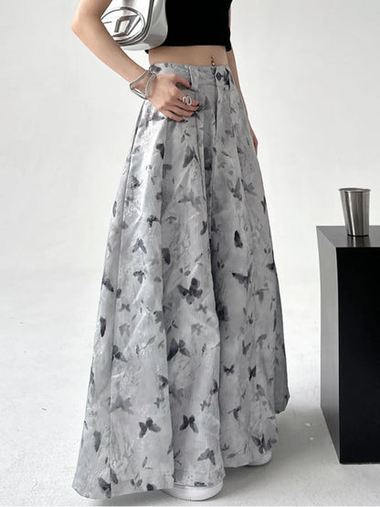Y2K Butterfly Printed A-line Maxi Skirt