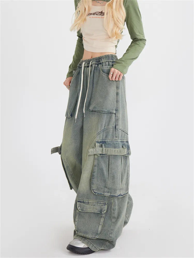 Y2K Baggy Cargo Jeans mit mehreren Taschen