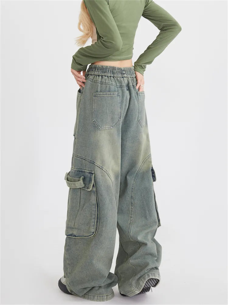 Y2K Baggy Cargo Jeans mit mehreren Taschen