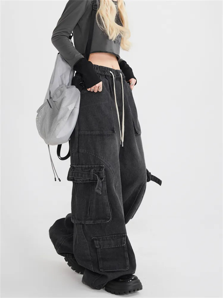 Y2K Baggy Cargo Jeans mit mehreren Taschen