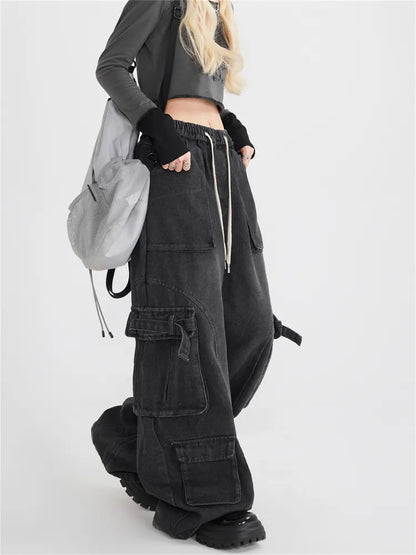 Vaqueros cargo holgados con múltiples bolsillos Y2K