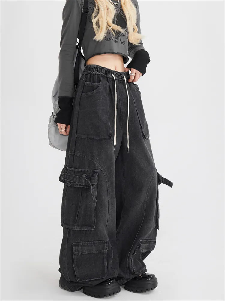 Y2K Baggy Cargo Jeans mit mehreren Taschen