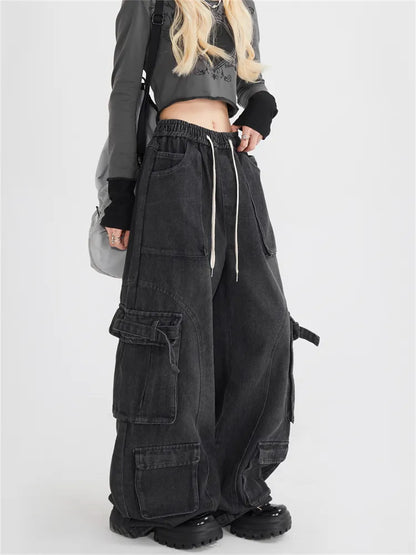 Vaqueros cargo holgados con múltiples bolsillos Y2K