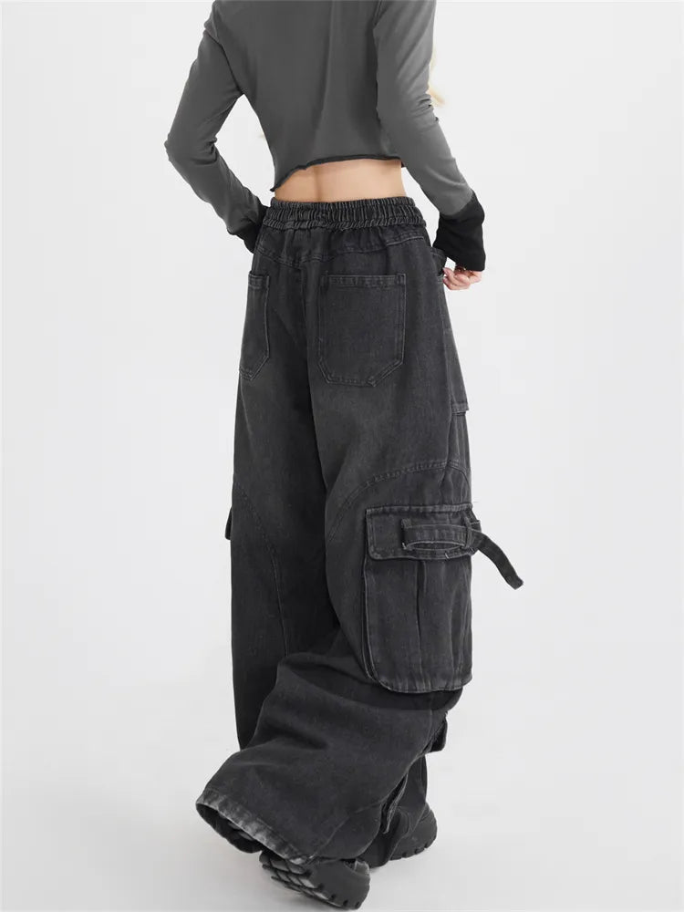 Y2K Baggy Cargo Jeans mit mehreren Taschen