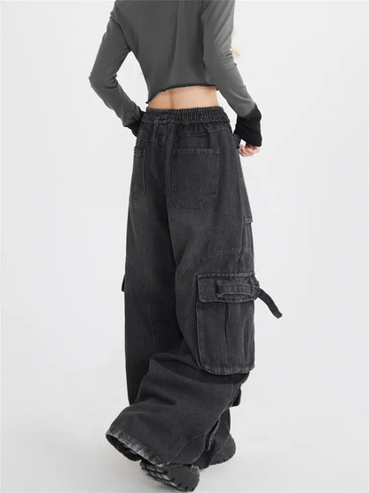 Vaqueros cargo holgados con múltiples bolsillos Y2K