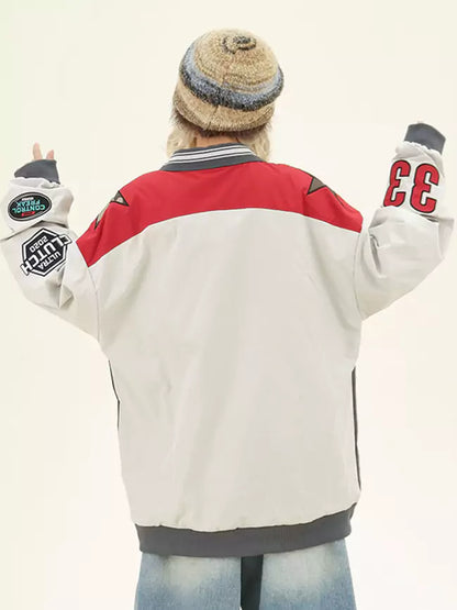 Y2K Oversized Colorblock Camo V-Neck Sweatshirt